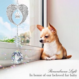 Regalos conmemorativos para perros para la pérdida de la condolencia del perro – Puente del arco iris con estampado de huellas conmemorativas para perros, atrapasoles para la pérdida de perros y gatos