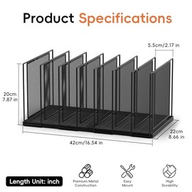 Desk File Organizer, 7 Section Vertical Metal File Organizer for Desk, Desktop File Organizer Stand, Paper Folder Organizer for Office Home Classroom 