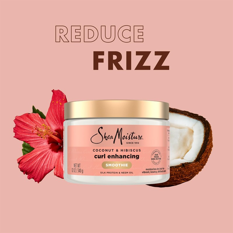 SheaMoisture Curl Care Bundle, Coconut & Hibiscus, Curl Enhancing Smoothie,