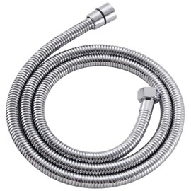 Flexible Showerhead Hose, Angle Simple Stainless Steel 59-inch Outdoor Shower Hose Extension Faucet Sprayer Hose Bathroom Fixtures Pipe Metal Connector Interlock Shower Hose Chrome