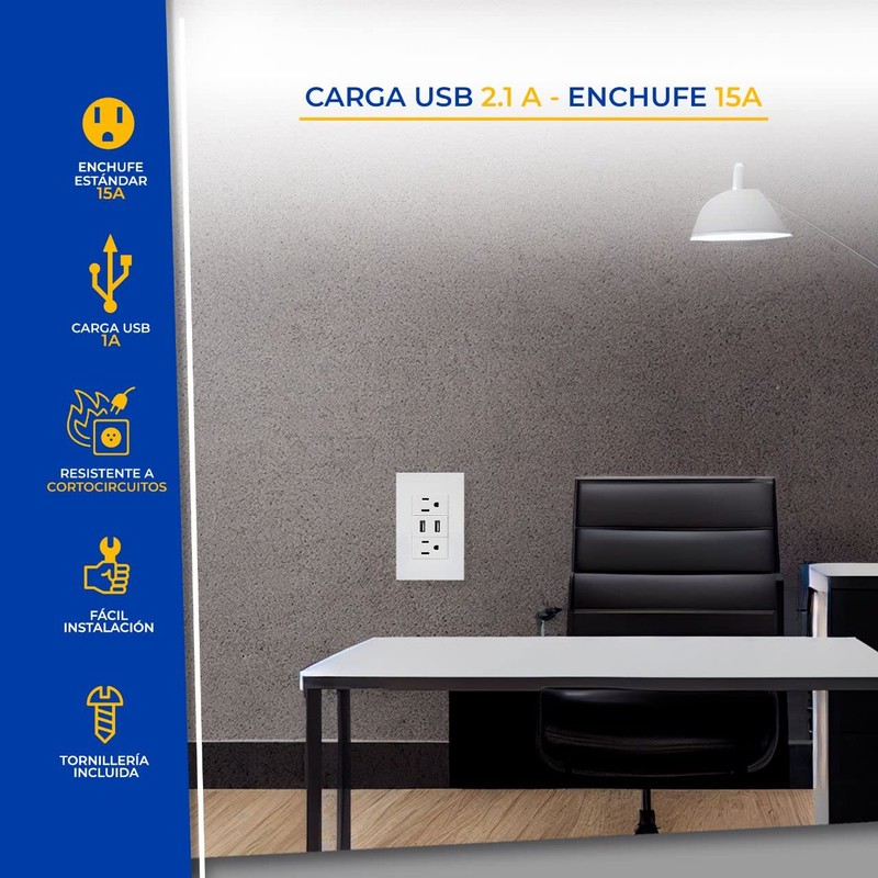 Megaluz HY-B310 Placa Contacto Tomacorriente Inteligente Conector USB 2 Puertos