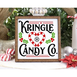 Kringle Candy Company Sign - Christmas Decor - Tier Tray Sign - Mini Wooden Sign - Wood Sign - Shelf Sitter - Home Decor -Kitchen Decor (4" x 4")