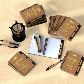 HochoLii 4 Pack Spiral Notebooks, Christian Gifts Bulk Include Spiral Notebook and Bible Ballpoint Pen Prayer Journal Religious Party Favors God Scripture Notepad for Women Church Family (Brown)
