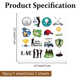 PLIGREAT Golf Elements Golf Ball Markers, Colorful Marking Stickers 2 Sheets Cartoon Style Golf Ball Customise Markers Golfer Gift Golfing Accessories