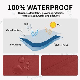 Easy-Going 100% Waterproof Outdoor Curtains 54x84 inch, Red