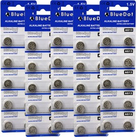 BlueDot Trading AG13 LR44 LR1154 SR44 A76 357A 303 357 LR44 Alkaline Button Coin Cell 1.5v Battery for Watches, calculators, and Toys, Quantity 50 Count
