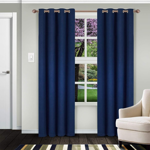 Superior Solid Blackout Collection 2 Panels Room Darkening Curtains, 52"