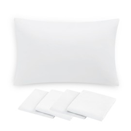 Aisbo Pillow Cases 4 Pack - White Standard 50x75 cm Pillowcases Set of 4, Soft Microfiber Plain House wife Pillow Cover with Envelope Closure