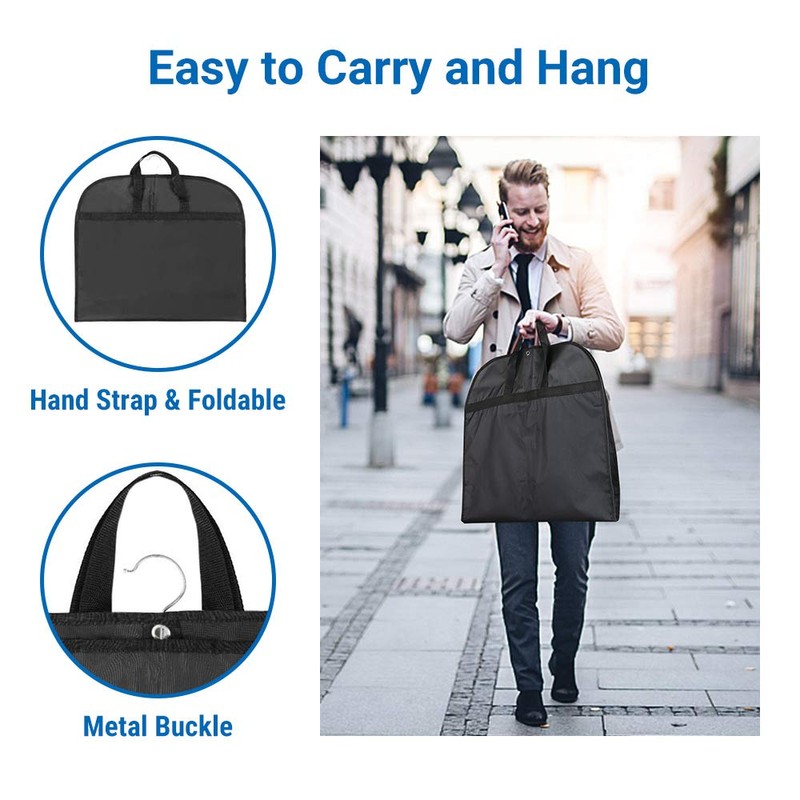 ecooe 2 x Black Garment Bag Polyester Garment Cover Clothes