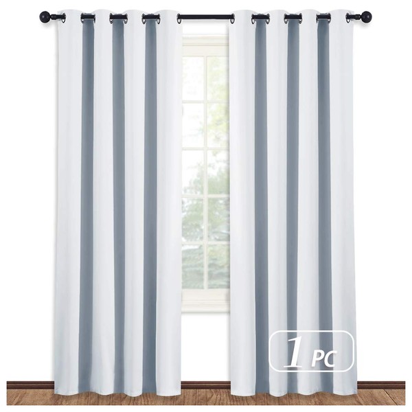NICETOWN Room Darkening Window Curtain Panel - (Greyish White/Silver Grey Color) Solid Thermal Insulated Blind Privacy Drape for Bedroom,52x84 inches, 1 Pack