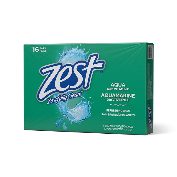Zest 16-Bar Bath Size Soap, Aqua, 4 Ounce