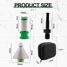 KURSTOL Diamond Core Drill Bits - 4/5"Versatile Drilling Milling Bit+2" Beveling Chamfer Bit+SDS Adapter to 5/8-11" Thread Tile Hole Saw Kit for Porcelain Ceramic Tile Granite Marble Angle Grinder