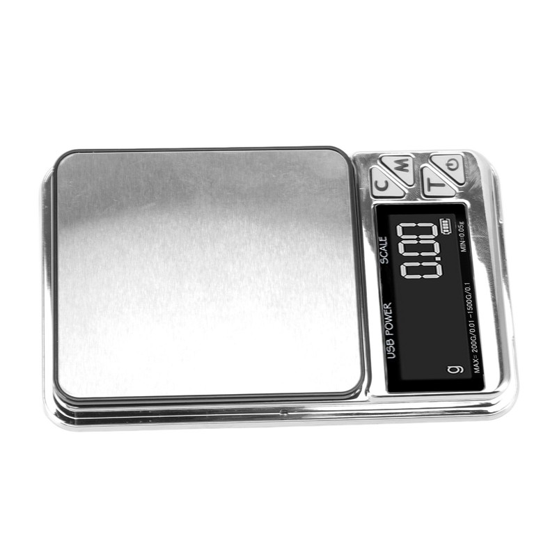 Home Digital Kitchen Scale 200g/0.01g‑1500g/0.1 High Accuracy USB Rechargeable Stainless