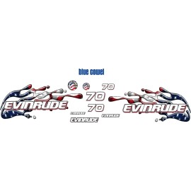 Evinrude 70hp Triple Carb Outboard USA - American Flag splash Decal kit