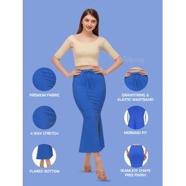 Mehrang Saree - Enagua moldeadora para mujer, mezcla de algodón, enaguas, faldas para mujer, vestido con forma para sari, Azul Real, M