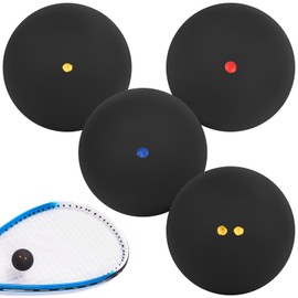 YYTECH Squash Balls Set of 4, Squash Balls, Double Yellow Dots, Single Yellow Dots, Single Red Dots, Single Blue Sports Squash Ball, High Bounce Squash Ball for Beginners and Training
