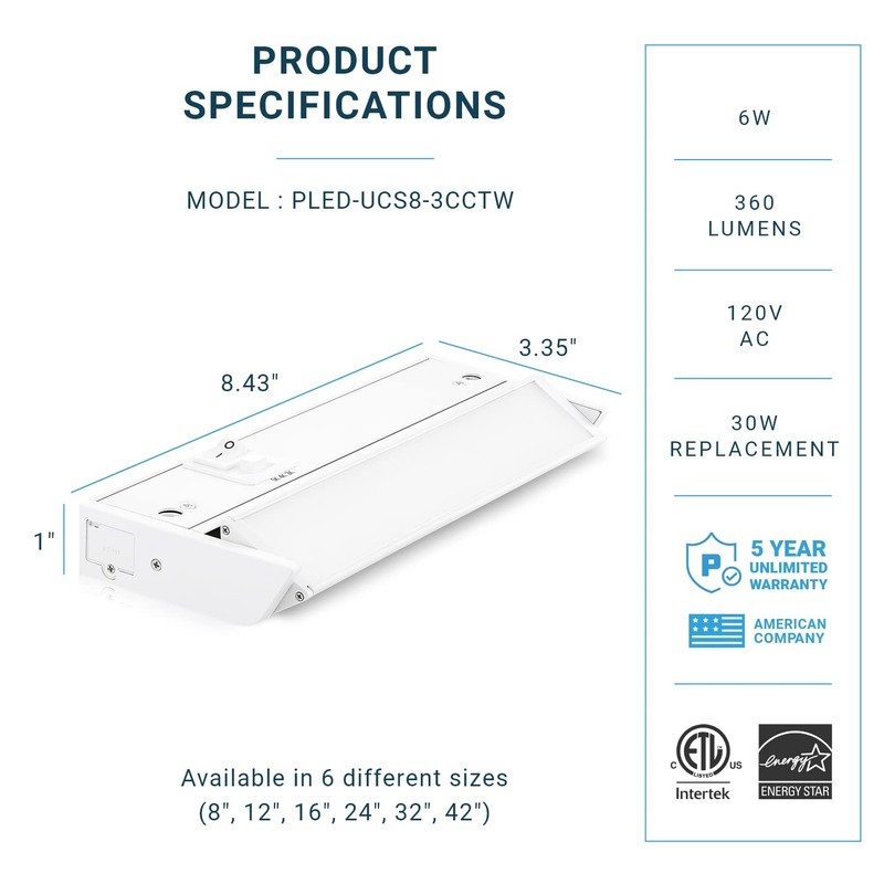 Parmida LED Technologies LED Swivel Under Cabinet Lighting, Hardwired or