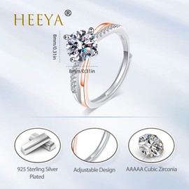 HEEYA Infinity Engagement Ring 925 Silver Infinity Promise Wedding Rings Adjustable Rings Women's Silver Rings with Zirconia Wedding Rings Proposal Ring Rose Gold Jewellery with Gift Box