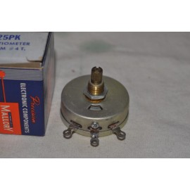Mallory NOS NIB Vintage MALLORY M25PK POTENTIOMETER, 25 OHM, 1TURN PANEL MOUNT