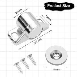 2 Pieces of Cabinet Door Magnetic Latch, with 6 Pieces of Screws, Magnetic Door Buckle, Cabinet Hook, Cabinet Magnetic Door Buckle, Cabinet Door Magnet, Magnetic Door Stop