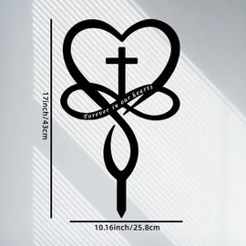 Infinity Heart Cross Grave Decorations, Black Cross