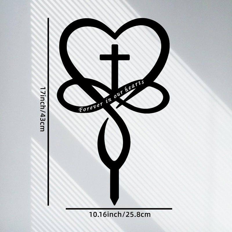 Infinity Heart Cross Grave Decorations, Black Cross