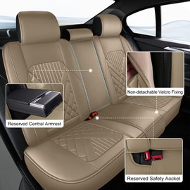 TTX LIGHTING Full Set Car Seat Covers Fit for Subaru Crosstrek 2016-2023 2024 2025 Waterproof Faux Leather Automotive Seat Protectors Cushion with Airbag Compatible(5 Seat,Beige)