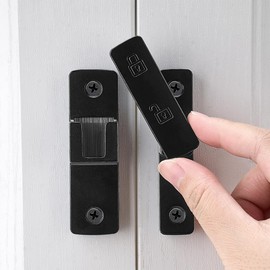 INIRET 4 Packs Black Barn Door Latches,180 Degree Gate Lock,Flip Gate Latches Hardware,Zinc Alloy Door Lock Latch,Door Security Sliding Door Latch Lock for Cabinets,Bathroom, Barn & Garden