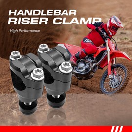 28mm Handlebar Risers Clamps Kit for Dirt Bike Motocross Enduro Motorcyle Universal, 1 Pair, Black, Thread Diameter 10mm