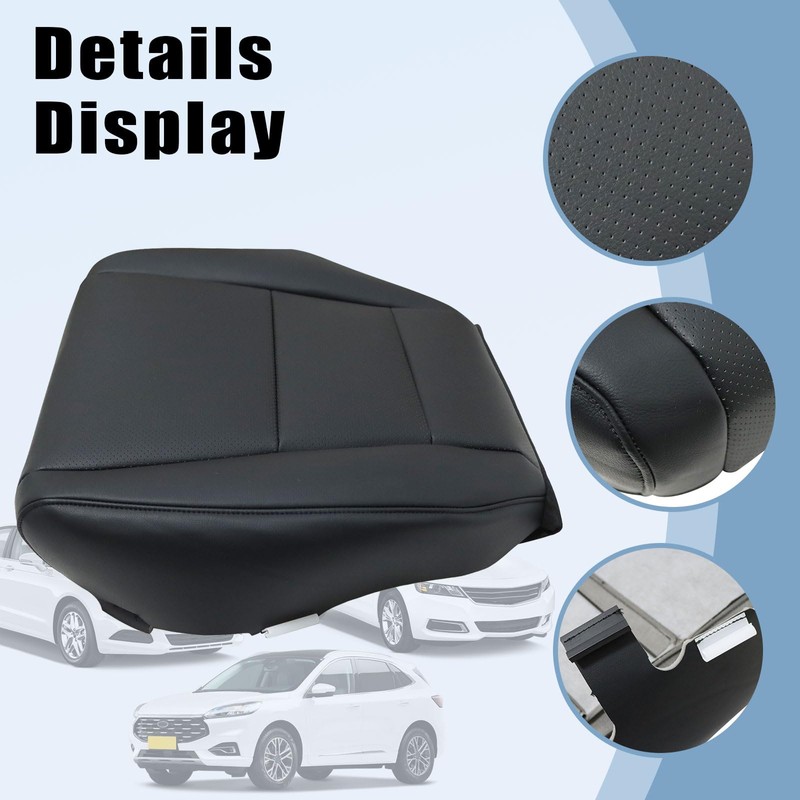 SecosAutoparts Driver Side Bottom Perforated Leather Replacement Seat Cover Black