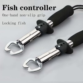 Fish Lip Grabber with Scale - Professional Fish Clip, Stainless Steel Grabber, Foam Handle, Scale Tool.
