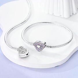MULA 925 Sterling Silver Snake Chain Charm Bracelets for Women Butterfly Heart Lucky Bracelets for Friends Family