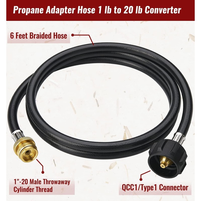 CALPOSE 6 Feet Propane Adapter Hose, 1lb to 20lb Adapter