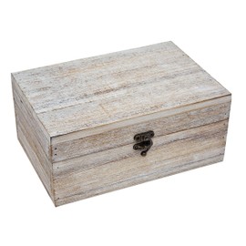 Philip Whitney Rustic Wood Storage Box for Trinket Jewelry - Antique White