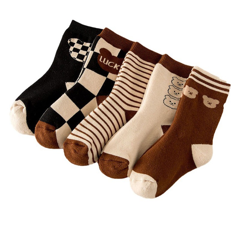 Children Socks Mid Calf Combed Cotton Thickened Cartoon Pattern Toddler
