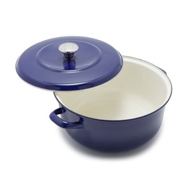 Merten & Storck German Enameled Iron, Round 5.3QT Dutch Oven Pot with Lid, Cobalt Blue