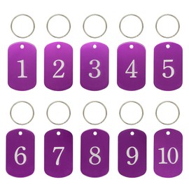 StayMax Aluminum Numbered Tags Key Tags ID Tags (1-10, Purple)