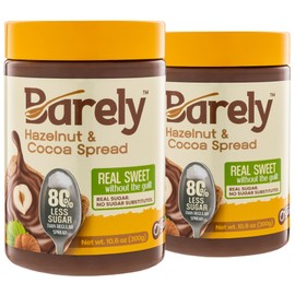 Hazelnut & Cocoa Spread by Barely, Low Sugar & No Artificial Sweeteners, Vegan, Keto Friendly, Delicious Chocolate Spread & Dessert Dip – High in Fiber with just 3.2 g Cane Sugar per Serving (2-Pack)