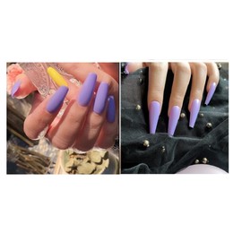 VIKSON INTERNATIONAL 40 Pcs Set of 20 pc Lake Blue 20 pc LILAC LAVENDER COLOR Extra long Coffin Nails false Acrylic Full Fake nails