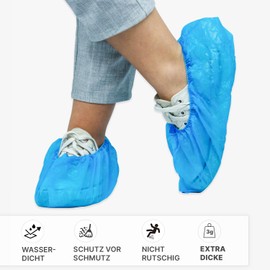 ARNOMED Shoe Covers Disposable Strong Blue CPE Overshoes, Rain Cover Overshoes, Shoe Covers Waterproof, Latex-Free Shoe Protection, Shoe Cover for Construction Site (Pack of 100, Classic 3g)