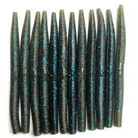 3.93inch Wacky Worm Fishing Lure Kit, Soft Plastic Fishing Lures, Lifelike Swimbait for Bass Fishing - Wacky Worms, Ned Worms for Bass Trout Crappie, Slow Sinking Bass Fishing Lure, (Pro Blue Flash)