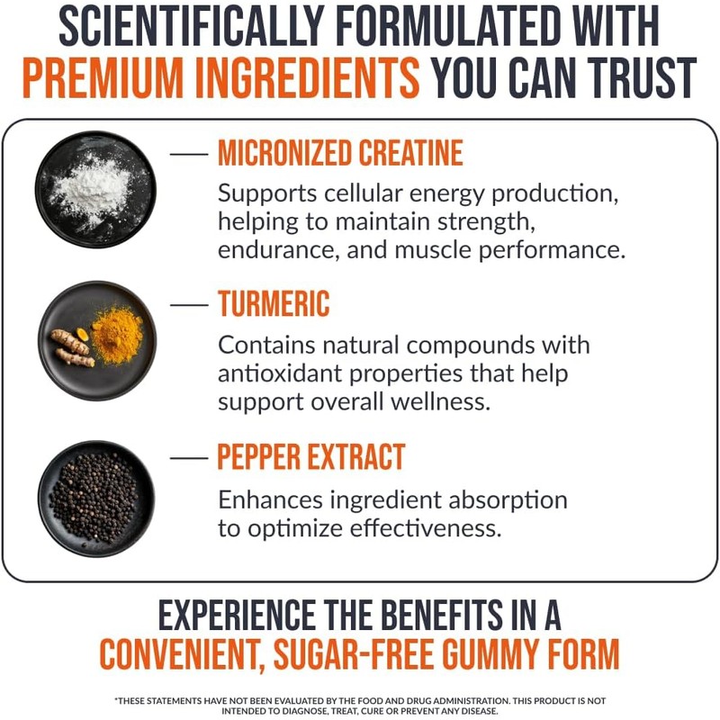 EcoWise Wellness Creatine Monohydrate Gummies 5000mg – Sugar-Free Vegan Chewable