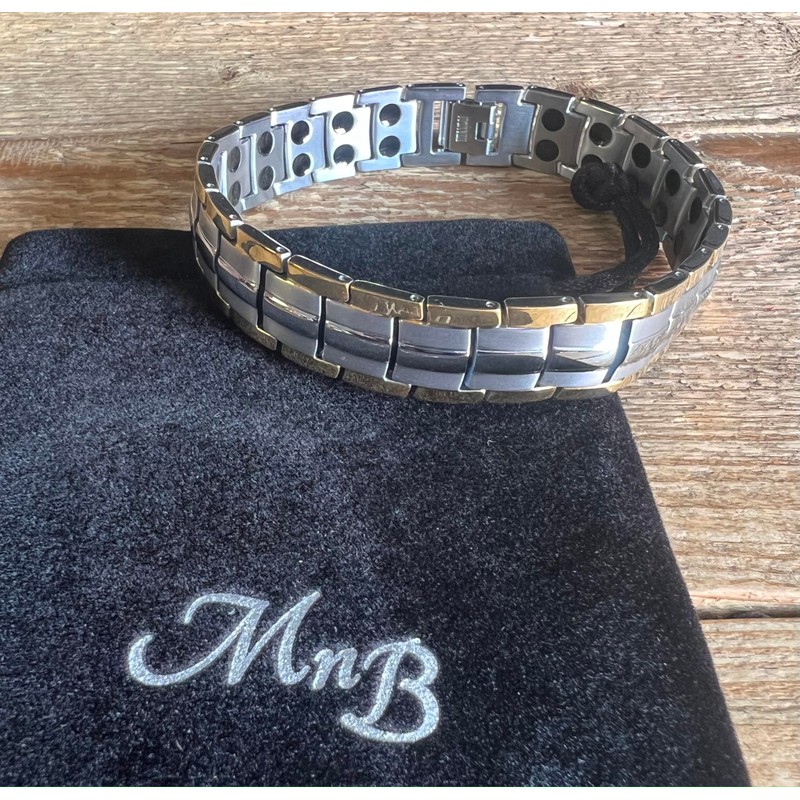 MnB Magnetic Bracelets Titanium Bracelet (Silver and Gold)