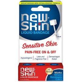 NEW-SKIN Sensitive Skin Liquid Bandage, Hypoallergenic Bandage for Minor Cuts and Scrapes, 0.3 oz (Packaging May Vary)