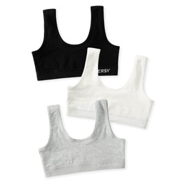 INNERSY Sports Bra, Junior High School Bra, Cotton, Girls, Elementary School Students, Large Size, High School Students, Quick Drying, Set of 3, S-XL, Yellow