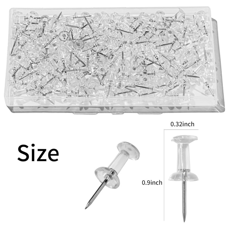 Push Pins 100 pcs Thumb Tacks Clear Push Pins Map,