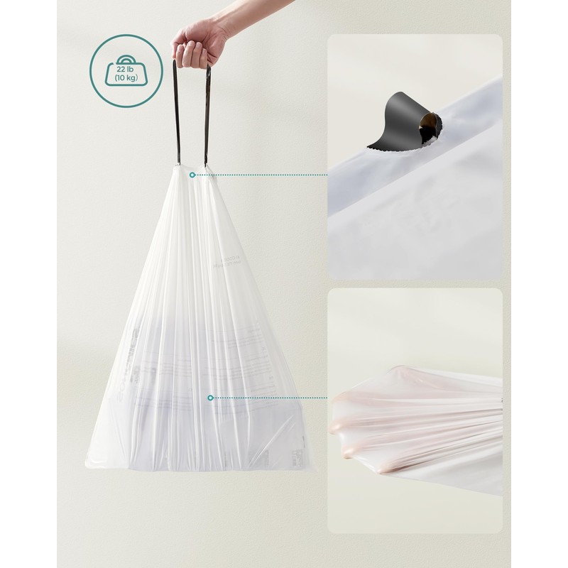 SONGMICS Trash Bags for 12-14.5 Gallon (45-55L) Trash Cans, 120