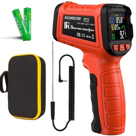-58°F to 1796° F Infrared Thermometer Gun Include K-Type Probe for Humidity, 16:1 Laser Temperature Gun for Cooking、Griddle 、Pizza Oven、Engine ，IR Temp Gun for Forge、Furnace、 Industrial and Home Use