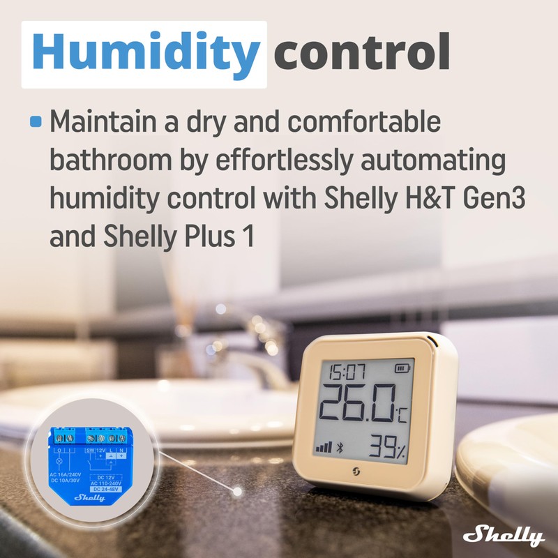 Shelly H&T Gen3 Mocha | Wi-Fi and Bluetooth Smart Temperature