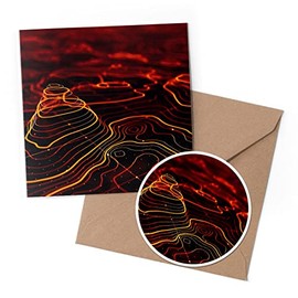 1 x Greeting Card & 10 cm Round Sticker Set - 3D Topographic Map Geography - Birthday Thank You Friend Lover Fan Mum Dad Kids #21063